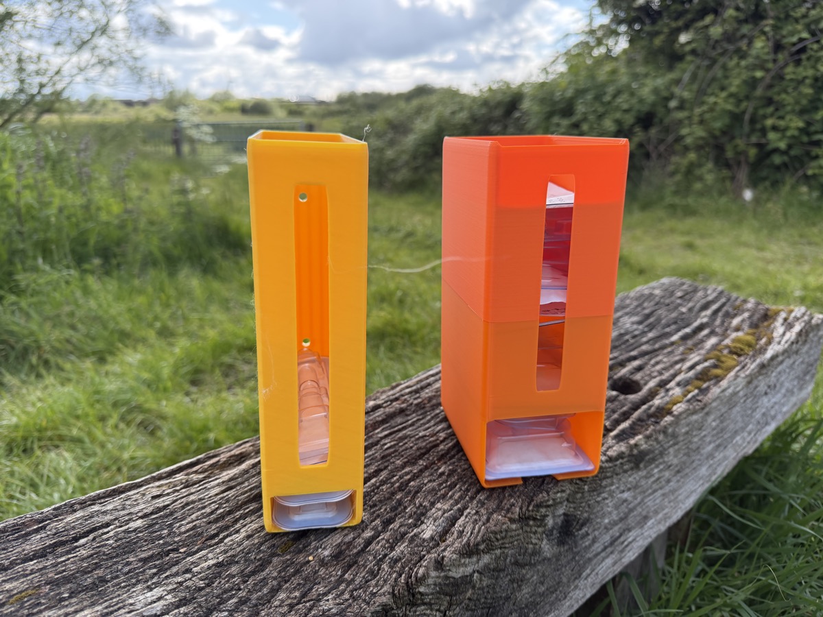 Orange and yellow 3D printed cartridge carry cases